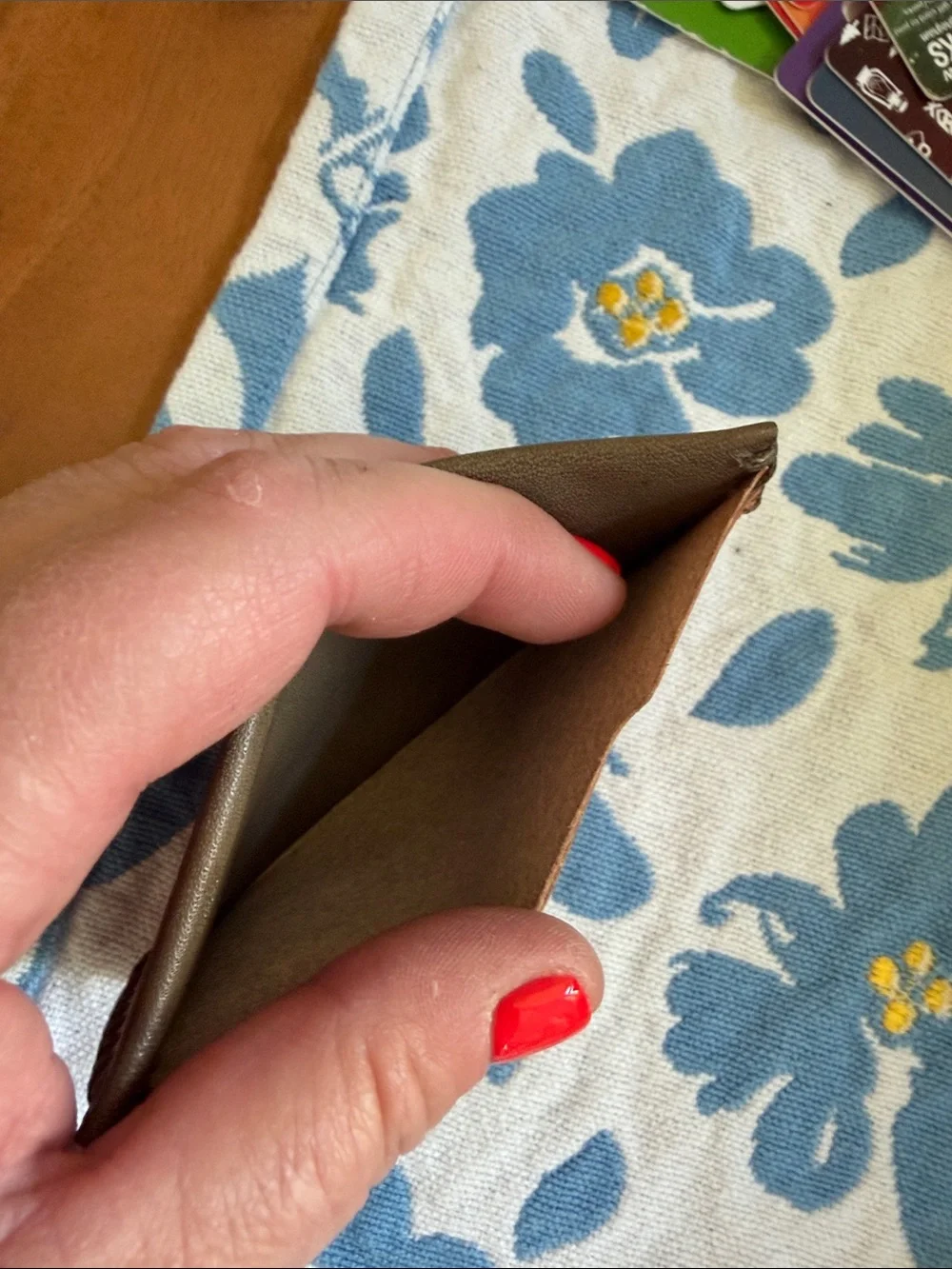 PIKOLINOS Tan and Dark Brown Leather Card Sleeve